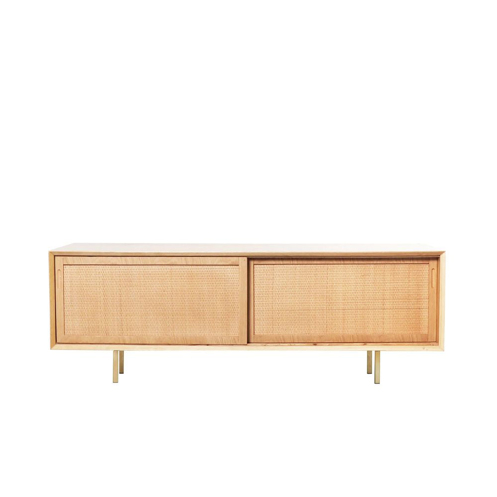 FURNIFIED TV Cabinet Oskar Oak Natural Rattan 150cm