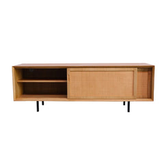 FURNIFIED Sideboard Oskar Oak Rattan 150cm