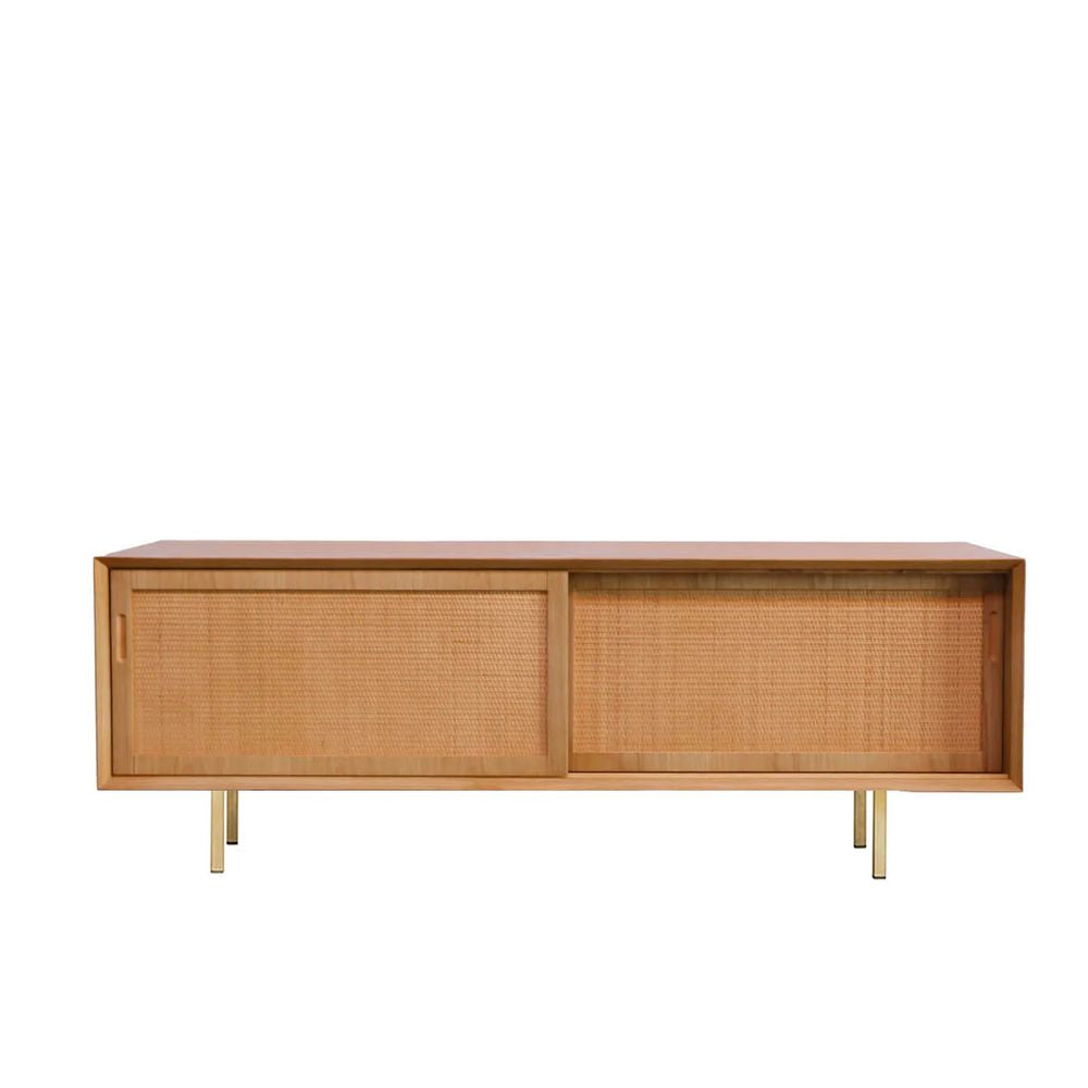 FURNIFIED Sideboard Oskar Oak Rattan 150cm