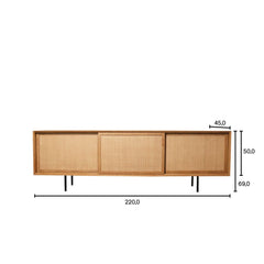 FURNIFIED Sideboard Oskar Oak Rattan 220cm