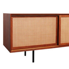 FURNIFIED Sideboard Oskar Teak Rattan 220cm