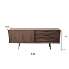 FURNIFIED Oskar TV Cabinet With Drawers Walnut 140cm