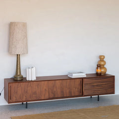 FURNIFIED TV Cabinet Oskar  2 Doors 3 Drawers Walnut 220cm