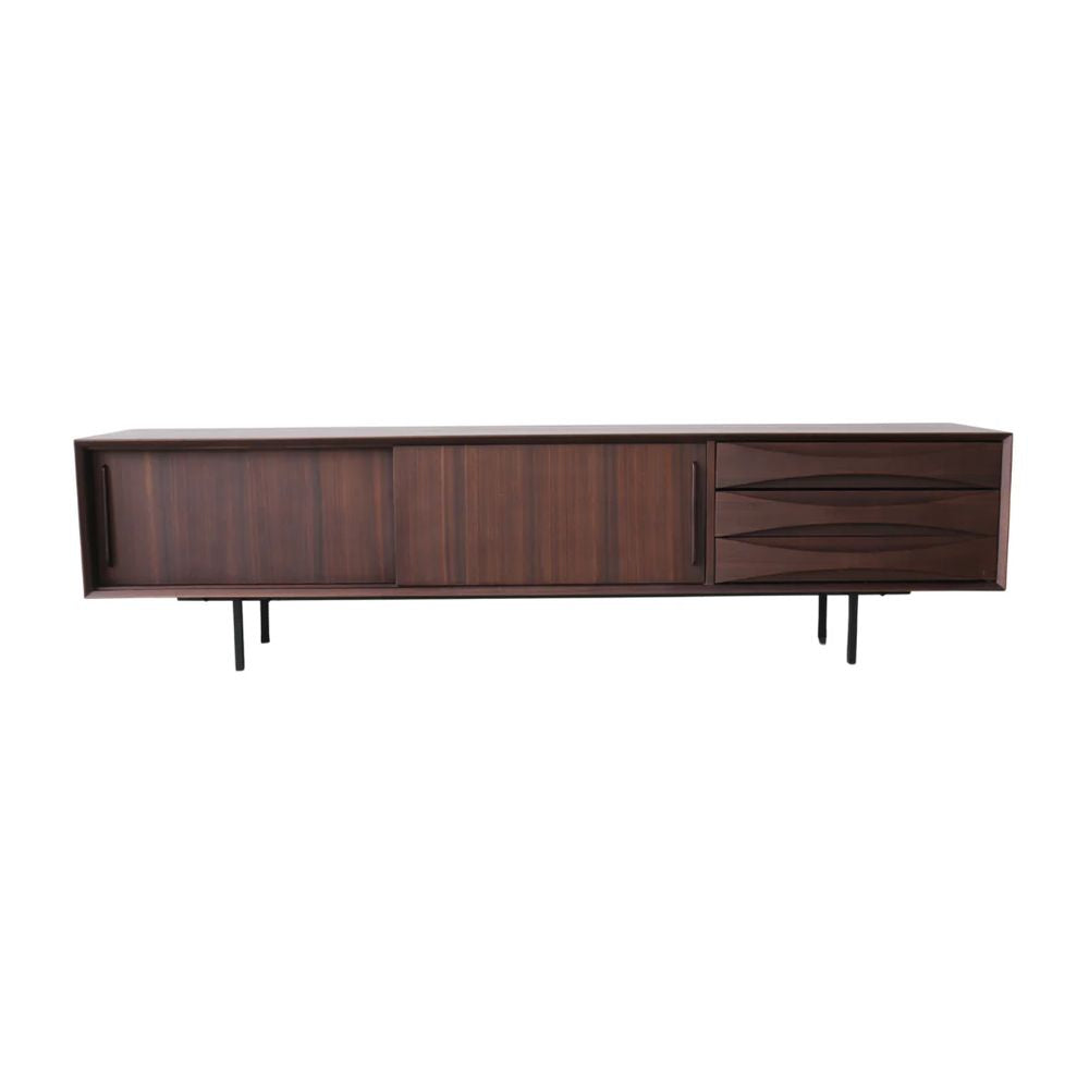 FURNIFIED Oskar TV Cabinet Walnut With Drawer 220cm