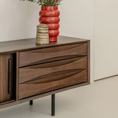 FURNIFIED Oskar TV Cabinet Walnut With Drawer 220cm