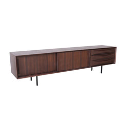 FURNIFIED Oskar TV Cabinet Walnut With Drawer 220cm