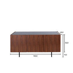 FURNIFIED Dresser Pisa Marble Walnut 150cm