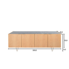 FURNIFIED Sideboard Pisa Marble Oak 200cm