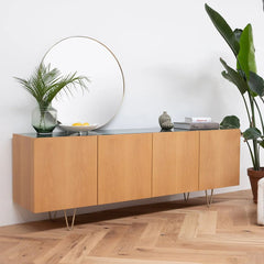 FURNIFIED Sideboard Pisa Marble Oak 200cm