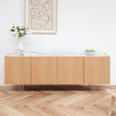 FURNIFIED Sideboard Pisa Marble Oak 200cm