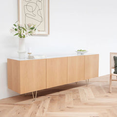 FURNIFIED Sideboard Pisa Marble Oak 200cm