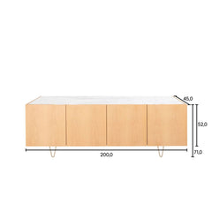 FURNIFIED Sideboard Pisa Marble Oak 200cm