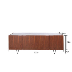 FURNIFIED Dresser Pisa Marble Walnut 200cm