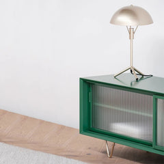 FURNIFIED TV Sideboard Oskar Glass Door Green Wood 150 cm