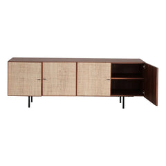 FURNIFIED Sideboard Mark 4 Rattan Doors Walnut 200cm