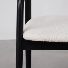 FURNIFIED Dining Chair Muret White Terry Fabric Black Oak