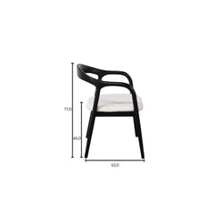 FURNIFIED Dining Chair Muret White Terry Fabric Black Oak