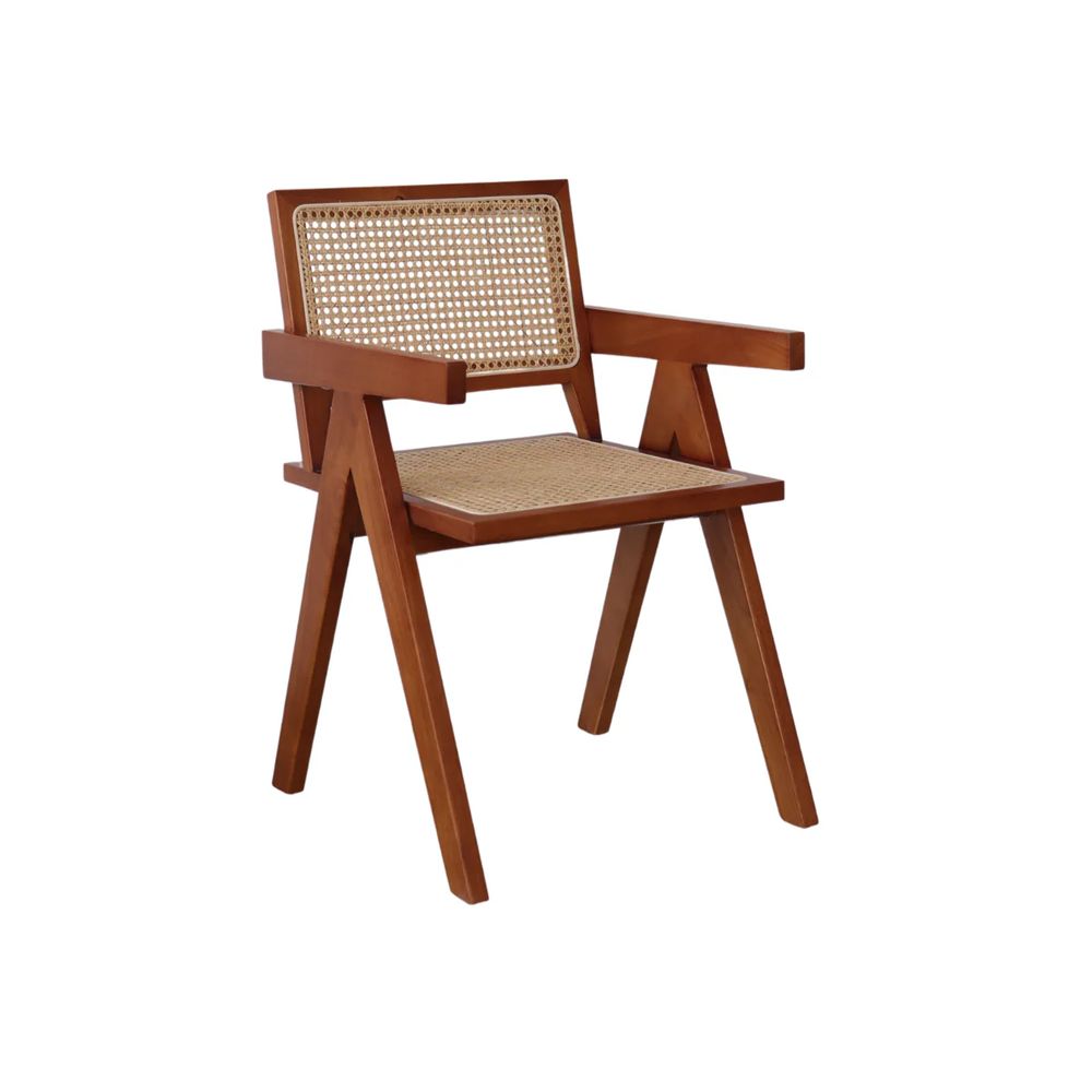 FURNIFIED Ambazac Dining Chair With Armrest Walnut