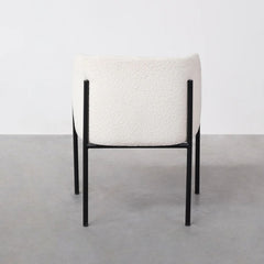 FURNIFIED Dining Chair Royan White Terry Fabric