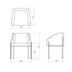 FURNIFIED Dining Chair Royan White Terry Fabric