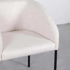 FURNIFIED Dining Chair Royan White Fabric