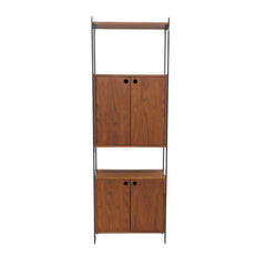 FURNIFIED Wall Cabinet Sarzeau Black Legs Walnut 190x62cm