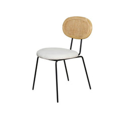 FURNIFIED Dining Chair Dublin Rattan White Terry Fabric