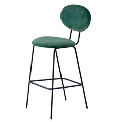 FURNIFIED Bar Stool London Dark Green Velvet