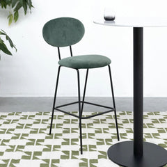 FURNIFIED Bar Stool London Dark Green Velvet