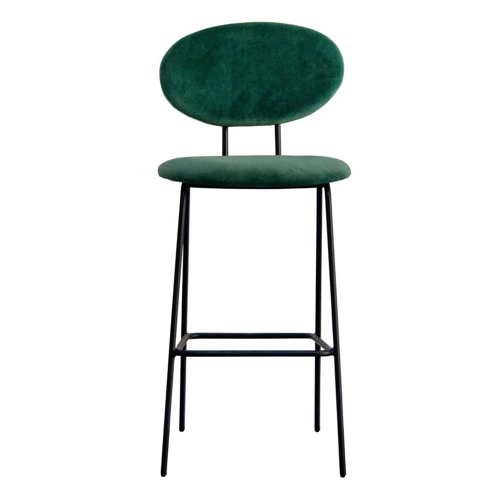 FURNIFIED Bar Stool London Dark Green Velvet