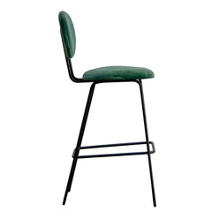 FURNIFIED Bar Stool London Dark Green Velvet