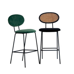 FURNIFIED Bar Stool London Dark Green Velvet