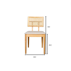 FURNIFIED Dining Chair Charles Oak Rattan White Fabric