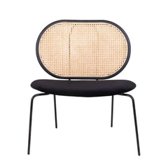 FURNIFIED Armchair London Natural Rattan Black Velvet