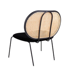 FURNIFIED Armchair London Natural Rattan Black Velvet