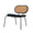 FURNIFIED Lounge Chair Retro Rattan Wood Black Velvet