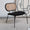 FURNIFIED Lounge Chair Retro Rattan Wood Black Velvet