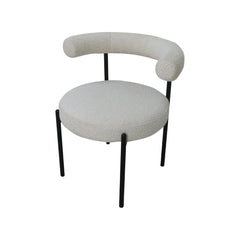 FURNIFIED Dining Chair Brest White Terry Fabric