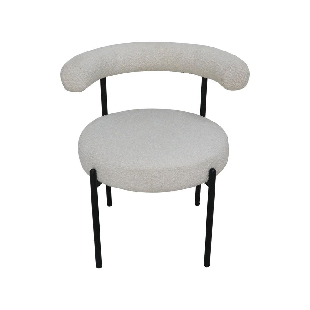 FURNIFIED Dining Chair Brest White Terry Fabric