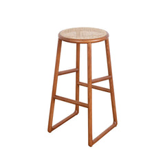 FURNIFIED Bar Stool Amiens Walnut Rattan 76cm