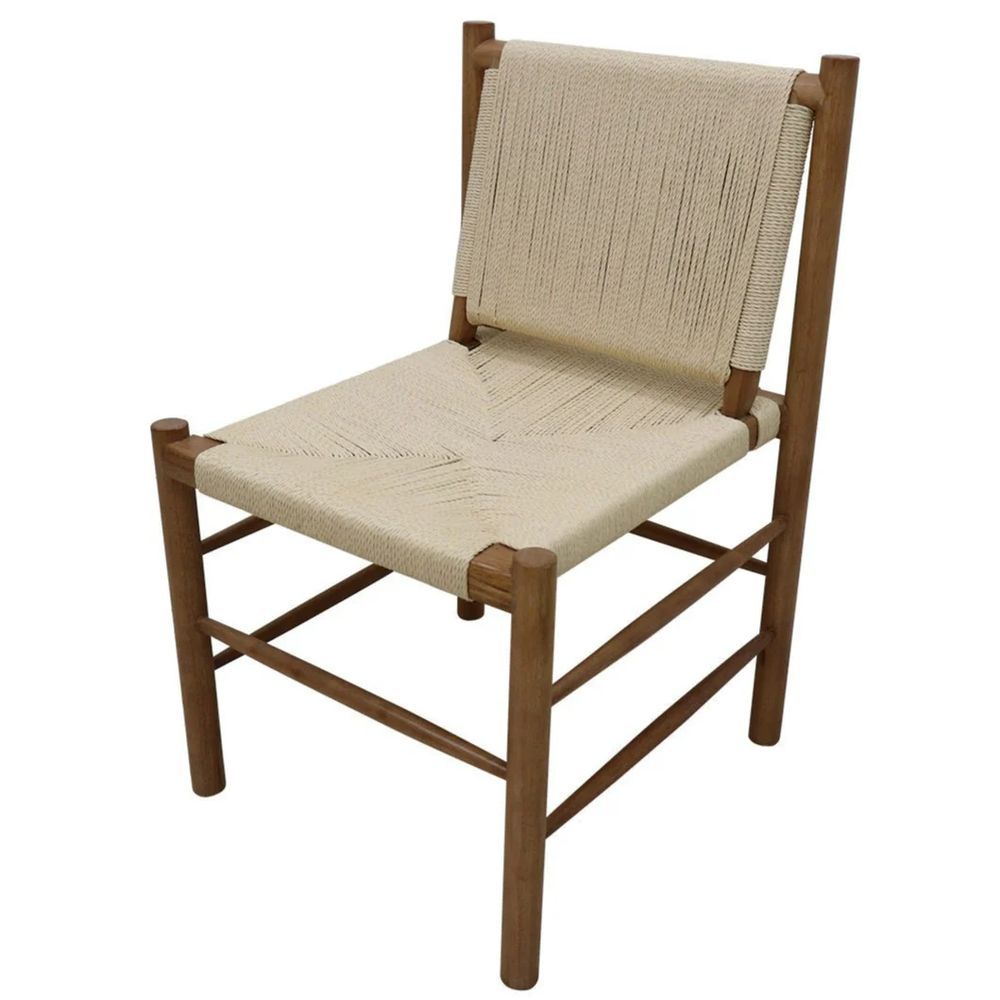 FURNIFIED Dining Chair Charly Walnut Natural Rattan