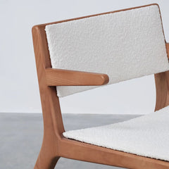 FURNIFIED Low Dining Chair Challans Walnut Terry Fabric