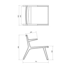 FURNIFIED Low Dining Chair Challans Walnut Terry Fabric