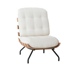 FURNIFIED Armchair Domerat Ash Wood White Terry Fabric