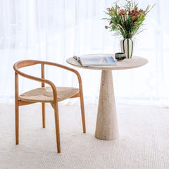 FURNIFIED Tulip Bistro Table Travertine 78cm