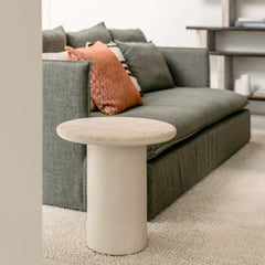 FURNIFIED Side Table Caen Travertine 50cm