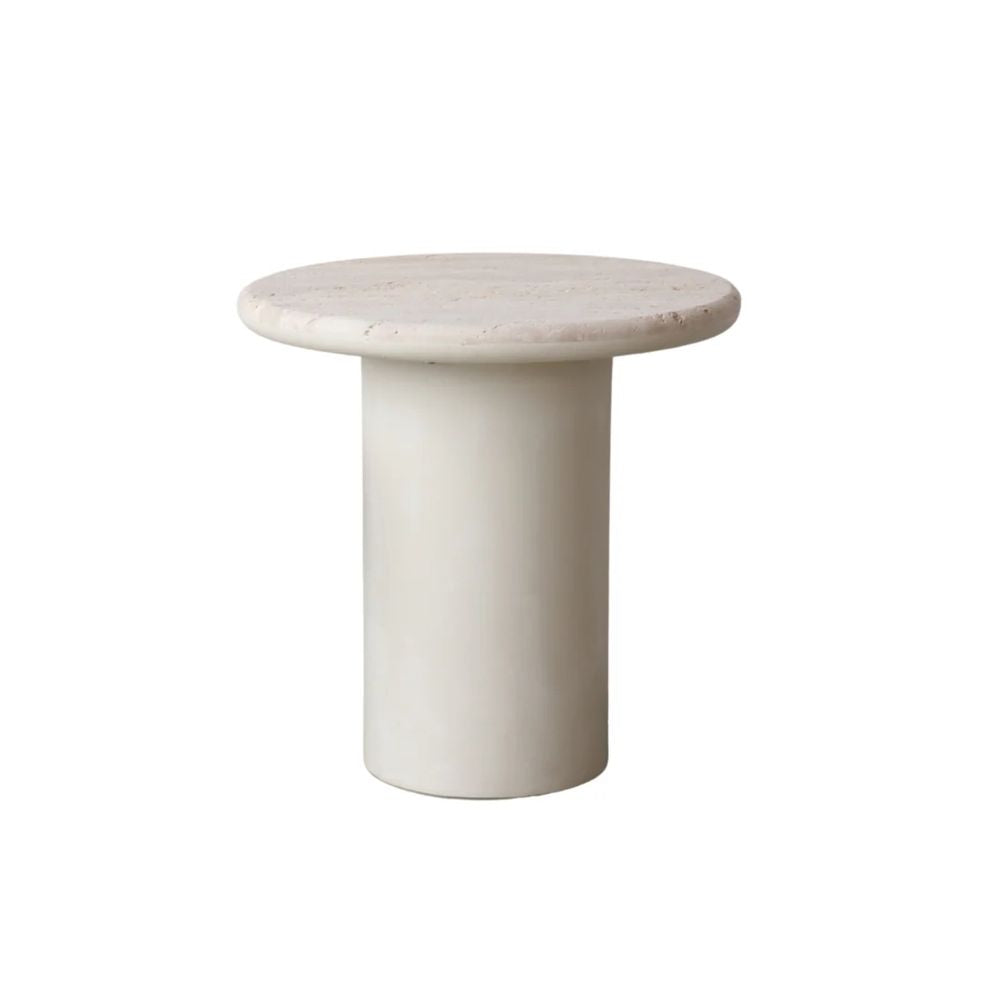 FURNIFIED Side Table Caen Travertine 50cm