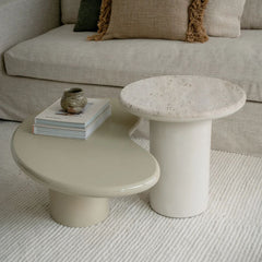 FURNIFIED Side Table Caen Travertine 50cm