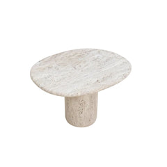 FURNIFIED Side Table Canberra Travertine 60cm