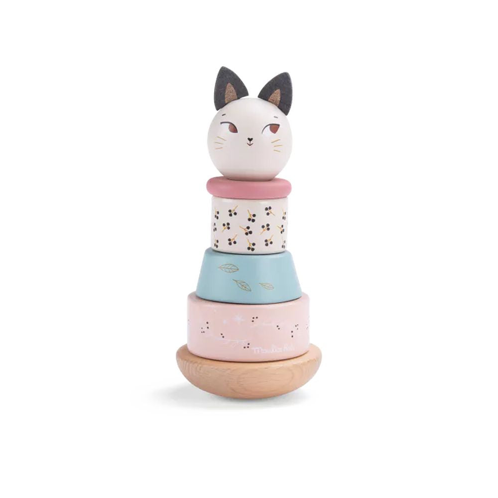 MOULIN ROTY Wooden Stacking Cat Tumbler Après La Pluie